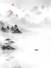 山水玄关背景墙