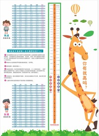 卡通长颈鹿身高挂画