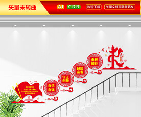 党建标语楼梯文化墙