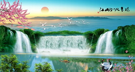 高山流水山水画