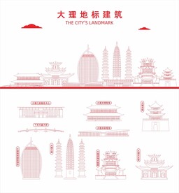 大理地标建筑剪影