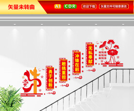 党建标语楼梯文化墙