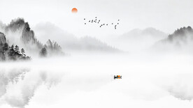 中国风意境水墨山水画