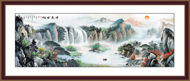 国画中堂画山水画 