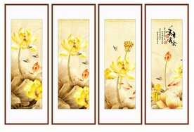 荷花条屏