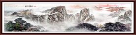 泰山日出山水画