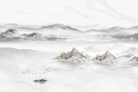 国画山水背景墙