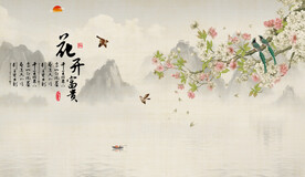 复古花鸟背景