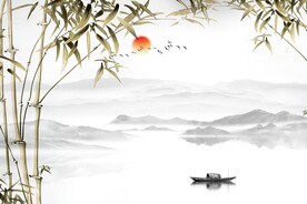 新中式竹子山水背景墙