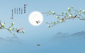 中式花鸟山水画