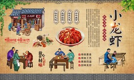 龙虾背景墙 