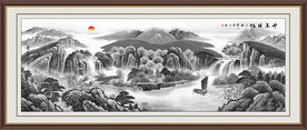 国画山水 客厅山水背景 