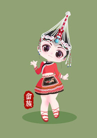 Q版畲族女孩psd分层素材