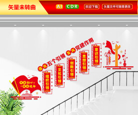 五个引领楼梯文化墙