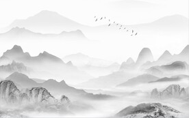 新中式山水背景墙