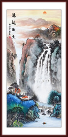 山水竖幅国画