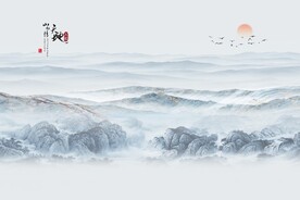 新中式山水背景墙