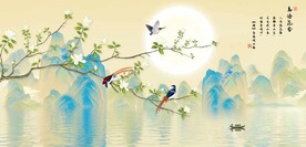 中式花鸟山水画