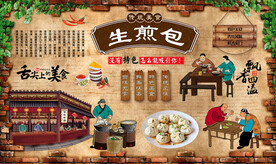 生煎包背景墙