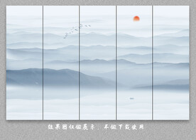 中式屏风隔断水墨山水画