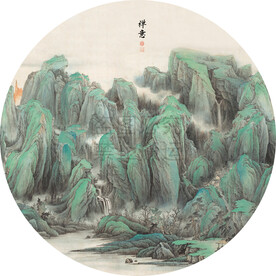 青山绿水圆形画