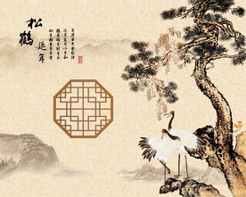 松鹤延年背景墙