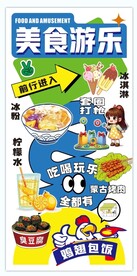 美食游乐 夜市 指引牌 
