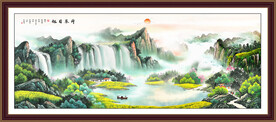 酒店大堂山水画 山水壁画