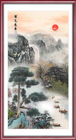 竖幅国画山水