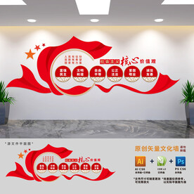 核心价值观党建文化墙