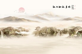 国画山水背景墙