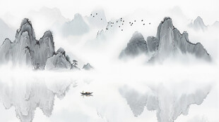 水墨山水风景 山水画 客厅风景
