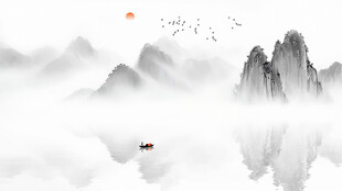山水画背景墙