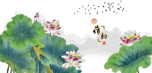 荷花国画