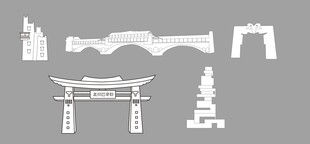 北川地标建筑矢量图
