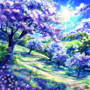 手绘紫色梦幻场景