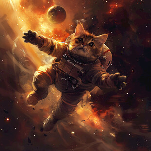 遨游太空的宇航员猫