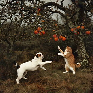猫狗和谐画面
