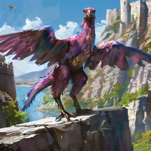 石头上的3d老鹰绘画