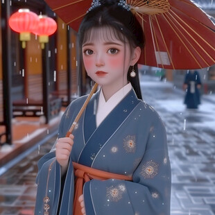 拿伞的宫廷少女