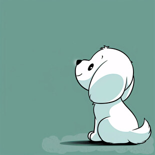 寂寞的小狗插画