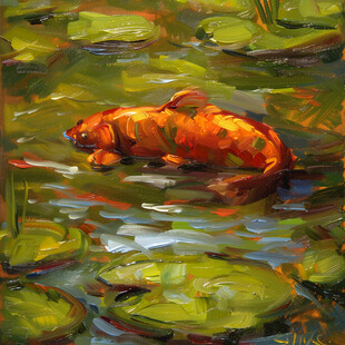 鱼戏莲叶间金鱼睡莲