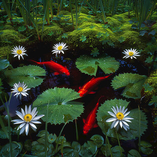 鱼戏莲叶间金鱼睡莲