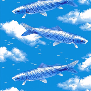 插画鲤鱼群