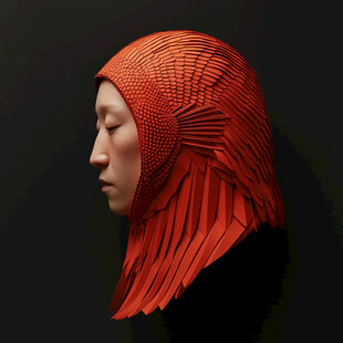 戴头巾的女子头像雕塑