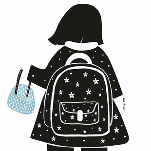 提着包的女孩插画