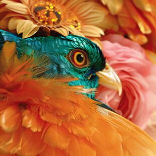 3d立体孔雀花鸟