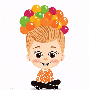 卡通西瓜头小孩