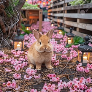 兔子和粉花花