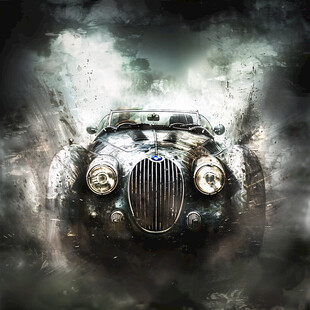 老爷车抽象画